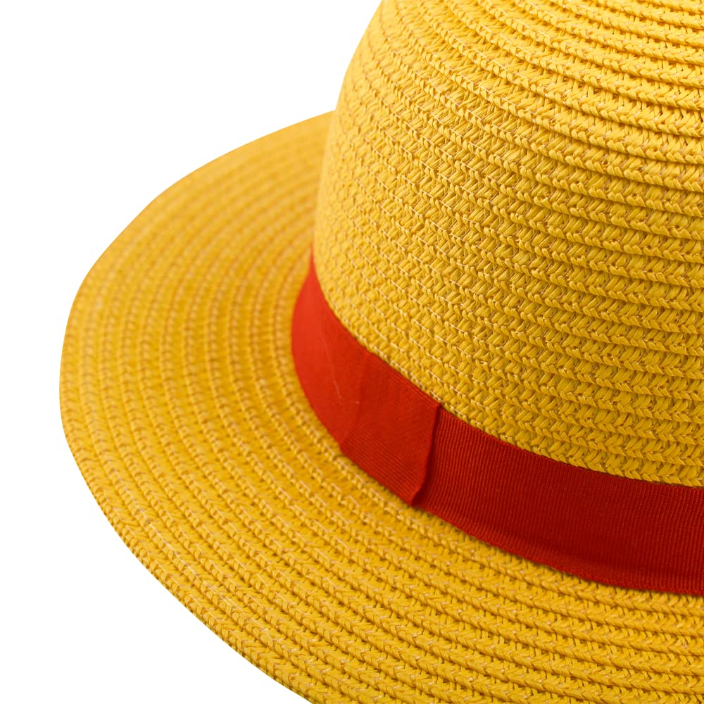 Straw Hat Cosplay Accessory Anime Sun Beach Hats for Halloween Party Travel Performance Costume Yellow