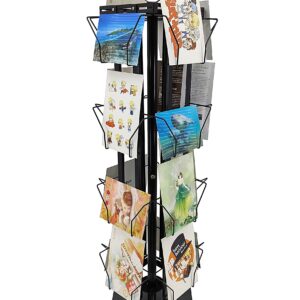 Adjustable Greeting Card Rack Display Stand 4 Tier 16 Pocket Organizer Postcard CD DVD Book Brochure Literature Rotating Spin 7X5 6X4 4X5 5X7. Pocket Size: 4.6-10"Wide X 8"High 11602-R-8"-NF