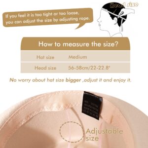 Gossifan Women's Felt Fedora Hat Wide Brim Panama Hats with Tassel-Beige