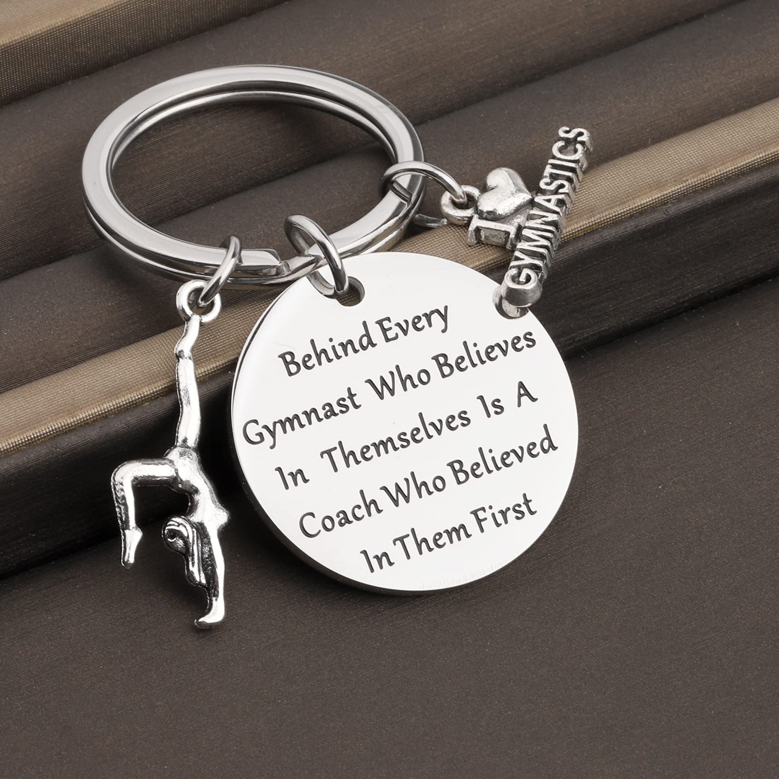 FOTAP Gymnastics Keychain Behind Every Gymnast Who Believes In Jewelry Gymnasts Gift Coach Gift Gymnast Class Team Gift (Gymnastics Key)