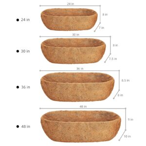 JISON21 Coconut Fiber Planter Liner, 3PCS 30 Inch Natural Coco Liners for Deck Hanging Planter Window Box Liners Half Moon Shape Replacement for Flower Pots Horse Trough Hanging Basket Vegetables Pot