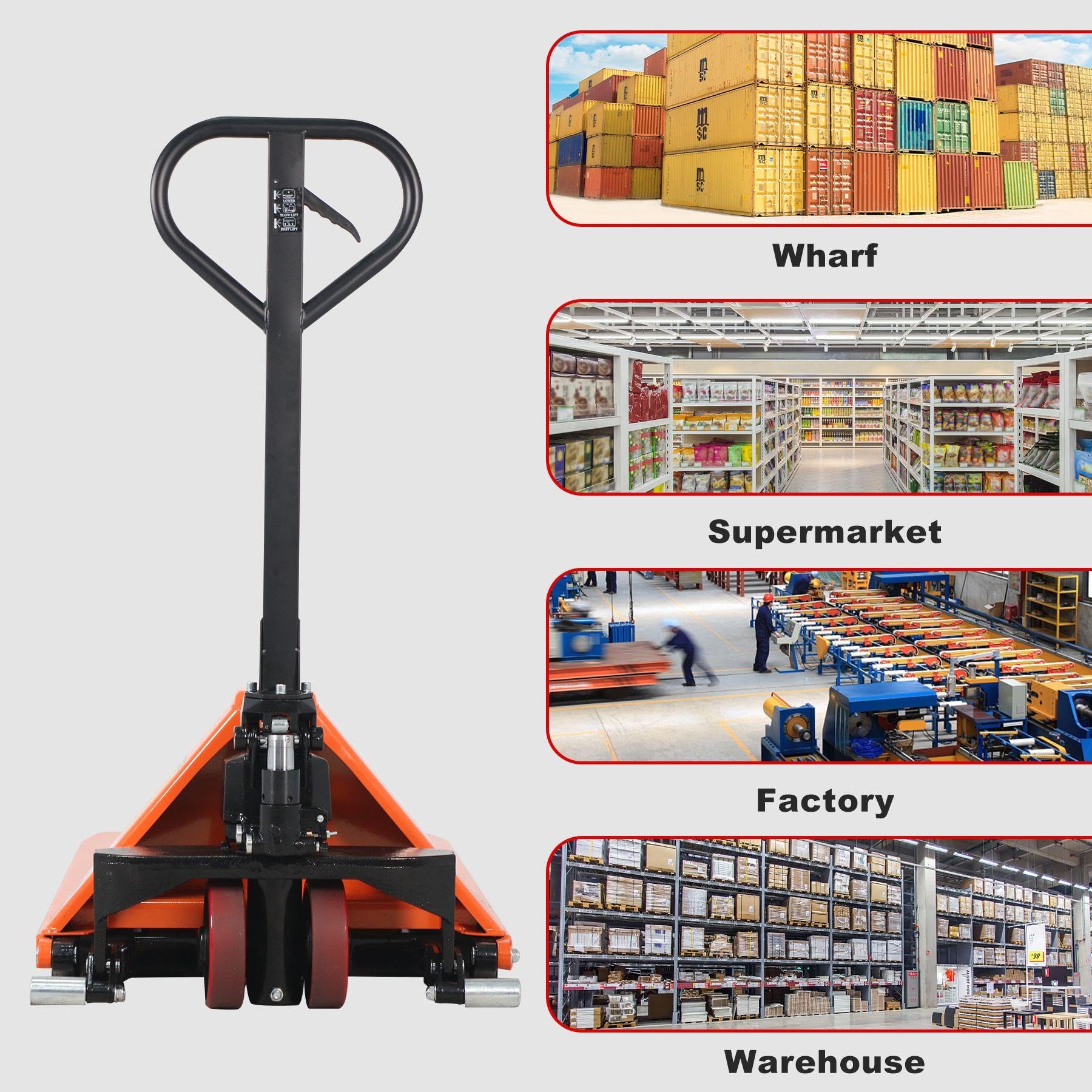 Tory Carrier High Lift Pallet Jack Scissor Hand Truck 45 ''Lx21 ''W Fork Size 2200lbs Capacity Manual Lift Trucks 31.5" Lifting Height for Open Bottom Pallets