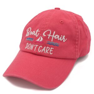 Lifecraft Boat Hair Don't Care Embroidered Washed Distressed Denim Womens Baseball Cap Cotton Dad Hat Boater Gift