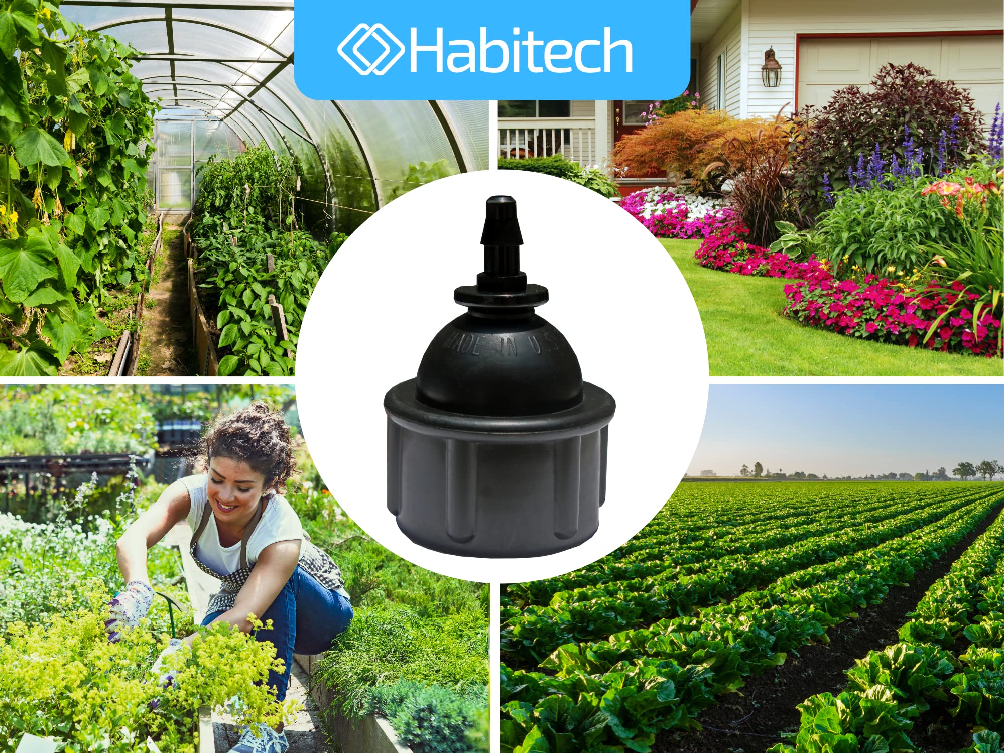 Habitech 3-Pack 1/4 Inch Drip Irrigation Tubing to Faucet/Garden Hose Adapter - Connector Fittings for 1/4" Tubing x 3/4" FHT