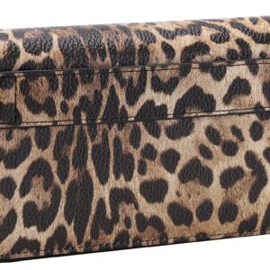 B BRENTANO Vegan Leather Double Zipper Pocket Wallet with Grip Hand Strap (Leopard)