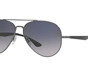 Ray-Ban RB3675 Aviator Sunglasses, Gunmetal/Blue Gradient Blue Polarized, 58 mm