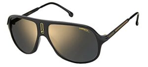 carrera unisex sunglass style safari65/n rectangular, matte black/grey gold mirrored, 62mm, 15mm