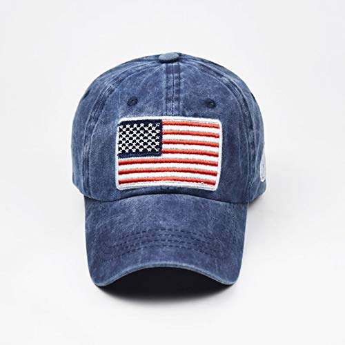 Mealah Men's American-Flag Baseball-Cap Embroidery - Washed Adjustable USA Dad Hat for Women Navy