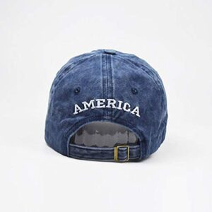 Mealah Men's American-Flag Baseball-Cap Embroidery - Washed Adjustable USA Dad Hat for Women Navy