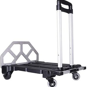 GAOFD Four Wheel Plastic Trolley Moving Delivery Load Heavy Truck Folding Tablet Portable Small Car Car Supplies/Black/Large