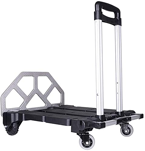 GAOFD Four Wheel Plastic Trolley Moving Delivery Load Heavy Truck Folding Tablet Portable Small Car Car Supplies/Black/Large