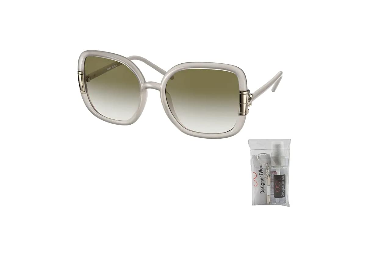 Tory Burch TY9063U 11458E 56MM Milky Ivory/Olive Gradient Square Sunglasses for Women + BUNDLE with Designer iWear Eyewear Kit