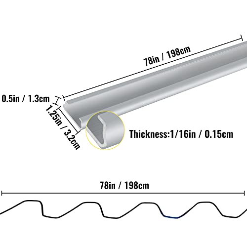 VEVOR Greenhouse Spring Wire and Lock Channel 20 Packs, 6.56 ft PE Coated Aluminum Alloy Bundle Kit, Plastic Poly Film or Shade Cloth Attachment w/Screws, Silver