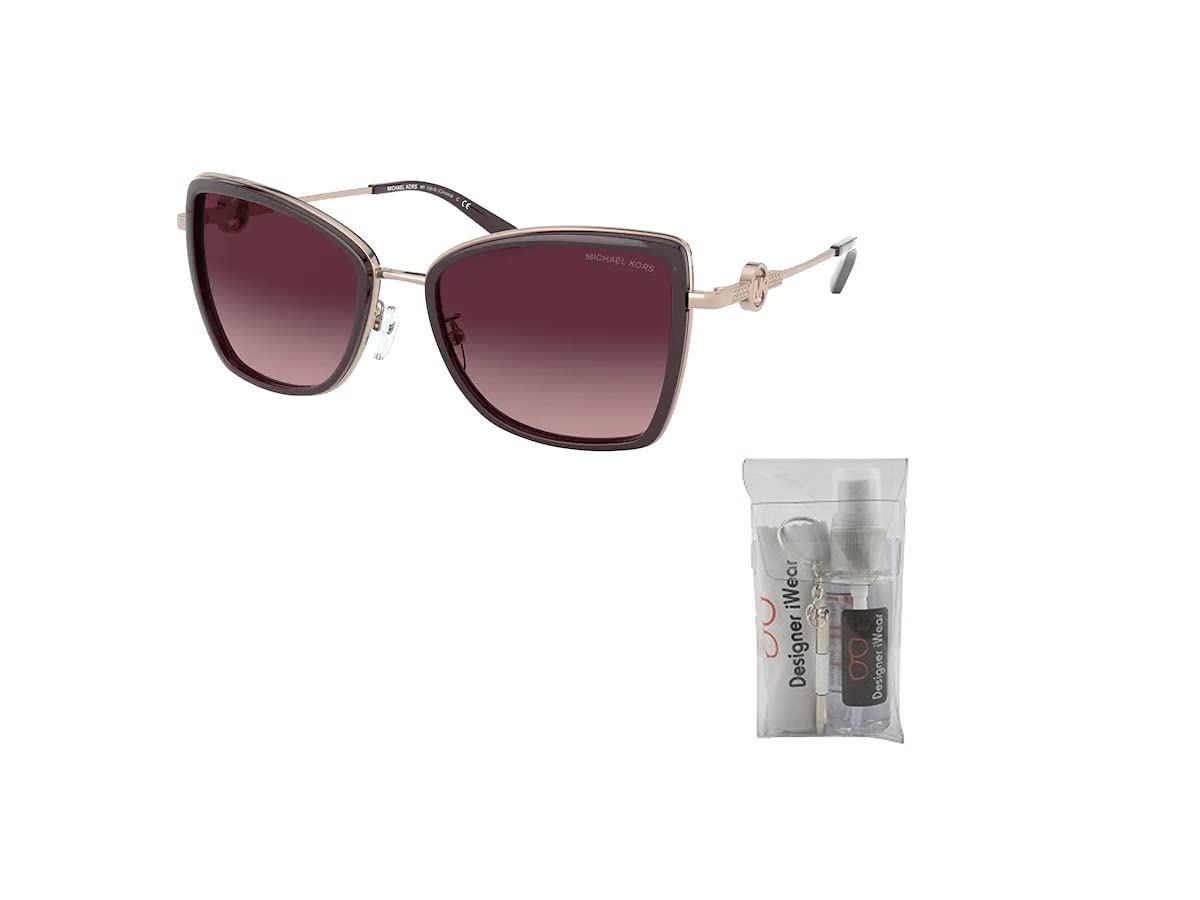 Michael Kors MK1067B Corsica 11088H 55MM Rose Gold/Cordovan/Burgundy Gradient Cateye SUnglasses for Women+ BUNDLE With Designer iWear Eyewear Kit