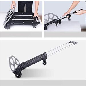 GAOFD Four Wheel Plastic Trolley Moving Delivery Load Heavy Truck Folding Tablet Portable Small Car Car Supplies/Black/Large