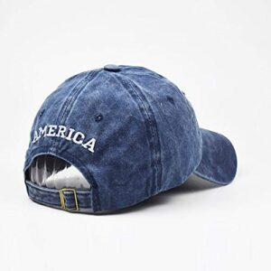 Mealah Men's American-Flag Baseball-Cap Embroidery - Washed Adjustable USA Dad Hat for Women Navy