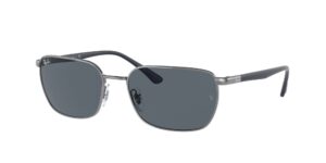 ray-ban rb3684 rectangular sunglasses, gunmetal/blue, 58 mm