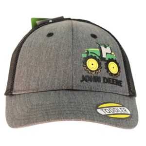 John Deere 3D Rubber Tractor Print Toddler Baseball Hat Cap-Charcoal-One Size