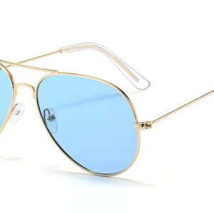 Outray Night Vision Polarized Aviator Sunglasses for Driving (Gold Frame/Blue Lens, Blue)