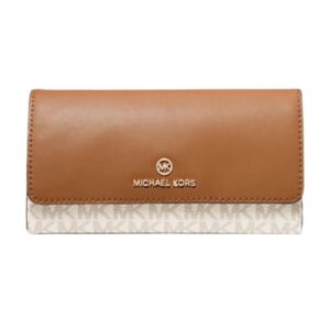 michael kors jet set charm large trifold wallet vanilla/acorn one size