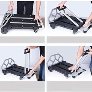 GAOFD Four Wheel Plastic Trolley Moving Delivery Load Heavy Truck Folding Tablet Portable Small Car Car Supplies/Black/Large