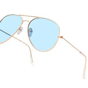 Outray Night Vision Polarized Aviator Sunglasses for Driving (Gold Frame/Blue Lens, Blue)