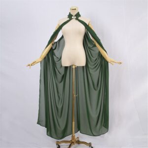 ZIXUN Women's Chiffon Halter Neck Cloak Wedding Bridal Thin Shawl Cape Ladies Long Cloak Green, One Size