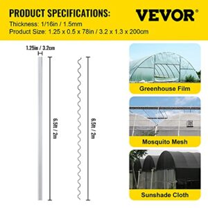 VEVOR Greenhouse Spring Wire and Lock Channel 20 Packs, 6.56 ft PE Coated Aluminum Alloy Bundle Kit, Plastic Poly Film or Shade Cloth Attachment w/Screws, Silver