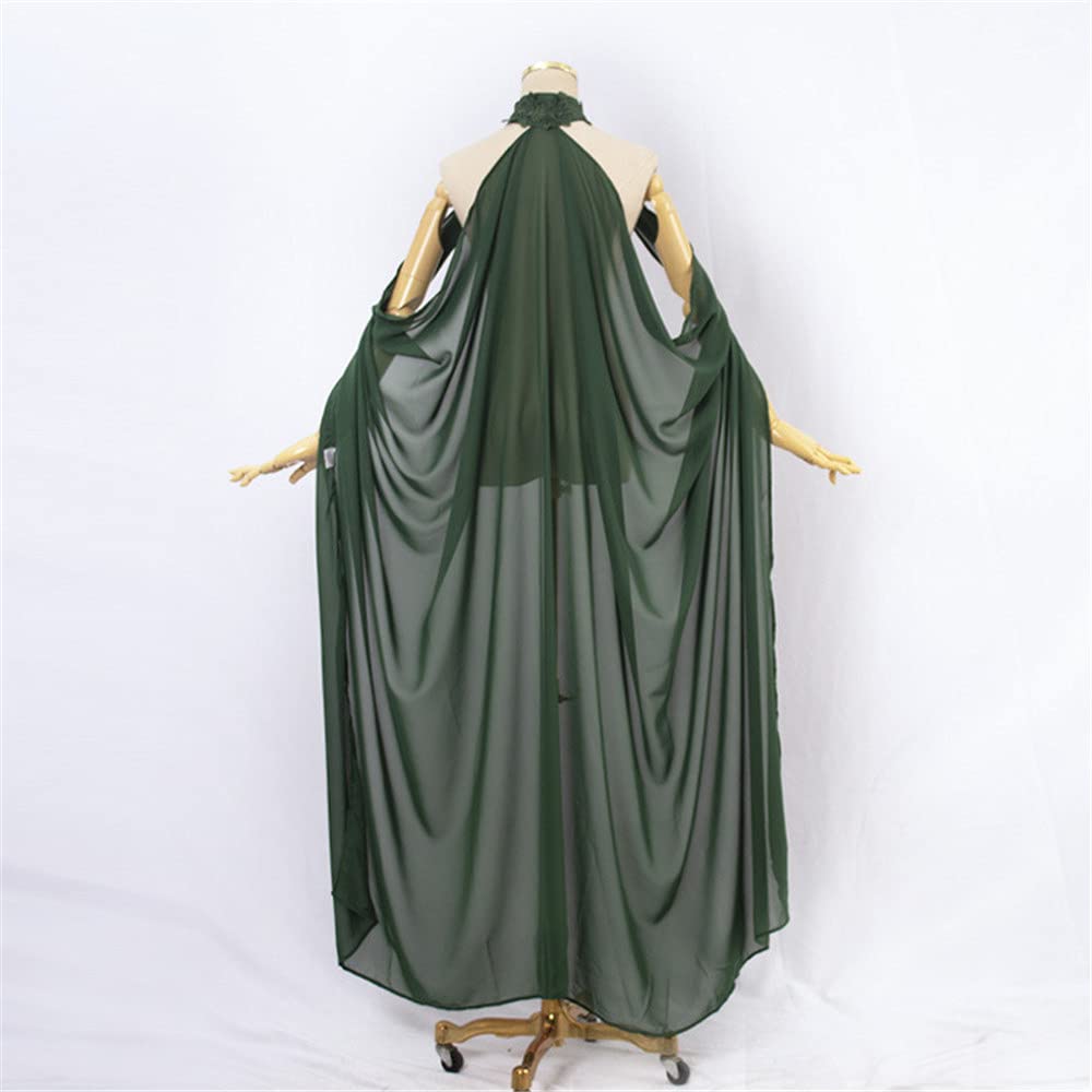 ZIXUN Women's Chiffon Halter Neck Cloak Wedding Bridal Thin Shawl Cape Ladies Long Cloak Green, One Size