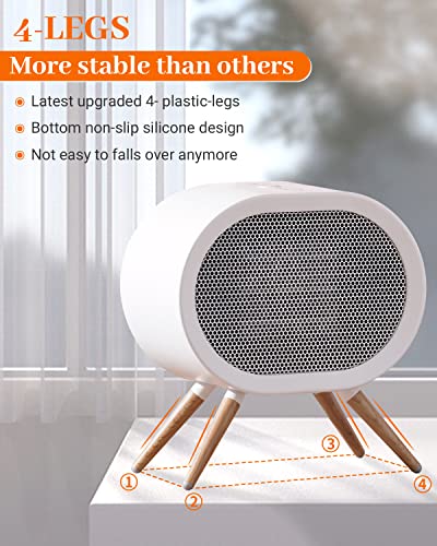 BabyExo Small Space Heater for Indoor Use, 1000W PTC Fast Heating Ceramic Electric Room Heaters Fan Christmas Gifts for Family, Portable Energy Efficient Space Heater for Office Desk Bedroom - White