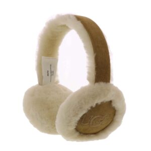 UGG Women's Water Resistant Sheepskin Earmuffs with Embroidered Logo, Chestnut