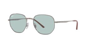 ray-ban rb3682 polarized square sunglasses, gunmetal/evolve photochromic green to blue, 51 mm