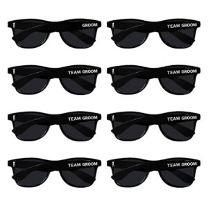 bachelor party sunglasses - set of (1) groom & (7) team groom black sun glasses | groomsmen sunglasses bridal party ideas groomsman gift for wedding party gifts squad favors for men proposal supply