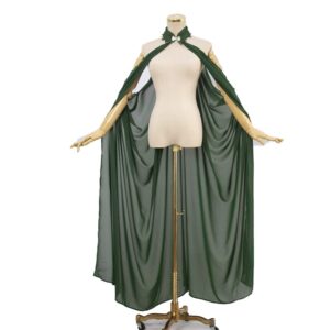 ZIXUN Women's Chiffon Halter Neck Cloak Wedding Bridal Thin Shawl Cape Ladies Long Cloak Green, One Size