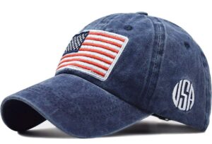 mealah men's american-flag baseball-cap embroidery - washed adjustable usa dad hat for women navy