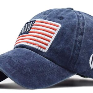 Mealah Men's American-Flag Baseball-Cap Embroidery - Washed Adjustable USA Dad Hat for Women Navy