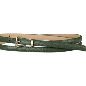 Allegra K Womens Skinny Embossed Leather Belts Alloy Pin Buckle Belt for Jeans Dresses Pants 104cm/41'' Dark Olive Green