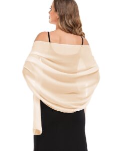 pukguro shawls and wraps for evening dresses womens formal lightweight shawl scarf summer sheer chiffon wrap champagne 79 * 18''