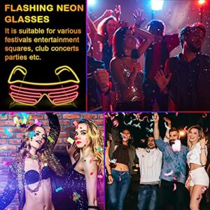 TOODOO 3 Pieces Light up Glasses Halloween Party Glow Flashing LED Sunglasses Shutter Neon Rave Glasses Costumes for Party Nightclubs Concert(Pink Blue, White Fluorescent Green, Yellow Red)