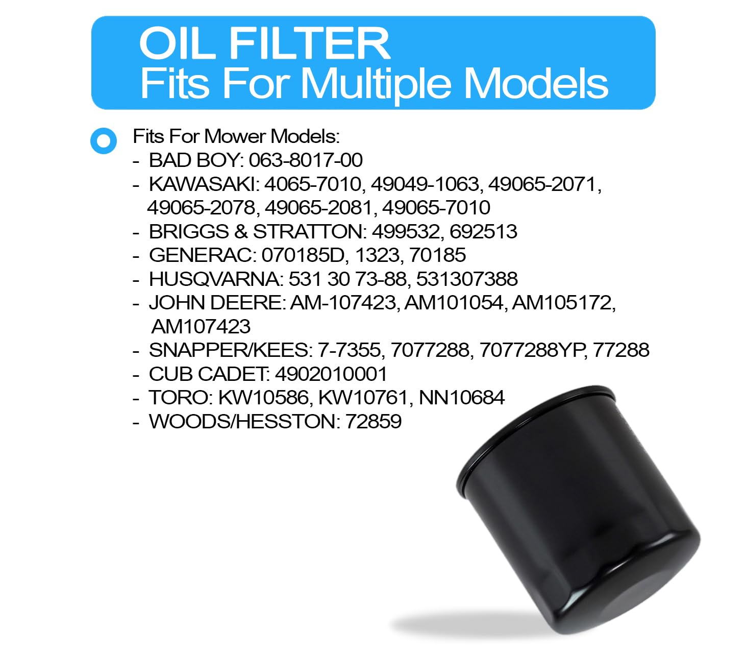 (Part New) 063-8017-00 Bad Boy Zero Turn Mower Engine Oil Filter Fits Outlaw Models w Kawasaki + Suitable for Other Models