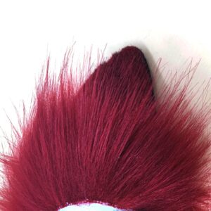 QinRuan Fox Cat Long Fur Ears Hair Headwear Wolf Animal Anime Halloween Cosplay Costume (Wine)