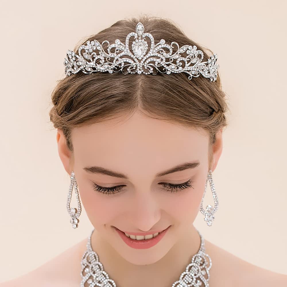 5 Pack Silver Crystal Tiara Crowns For Women Girls Princess Elegant Crown with Combs Women's Headbands Bridal Wedding Prom Birthday Party Headbands for Women