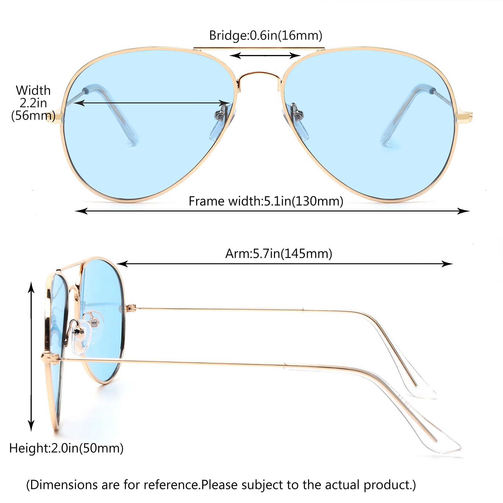 Outray Night Vision Polarized Aviator Sunglasses for Driving (Gold Frame/Blue Lens, Blue)