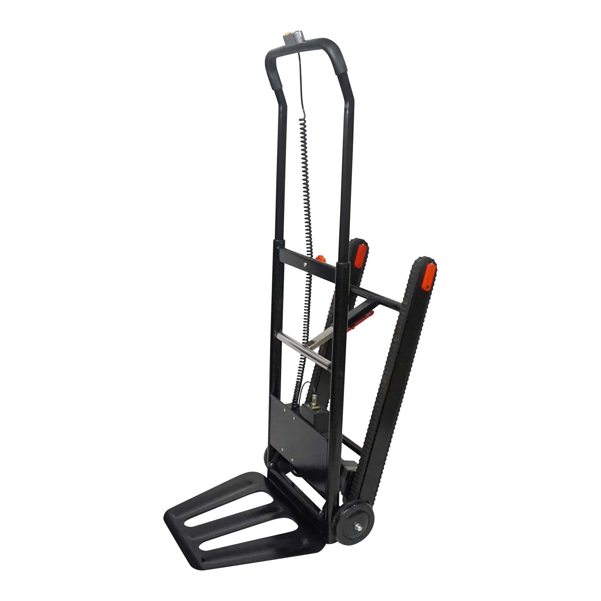 Voltstair GO Portable Electric Motorized Stair Climbing Hand Truck with Removeable Battery, with Included Bungee Cord and Anti Slip Tracks for Heavy Lifting (150lb. Lift Capacity) Black/Red