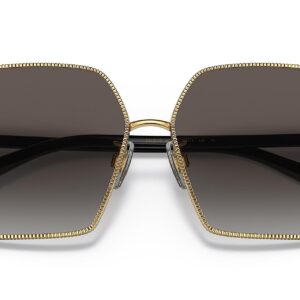 Dolce & Gabbana Women's Round Fashion Sunglasses, Gold/Light Grey Gradient Black, One Size