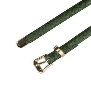 Allegra K Womens Skinny Embossed Leather Belts Alloy Pin Buckle Belt for Jeans Dresses Pants 104cm/41'' Dark Olive Green