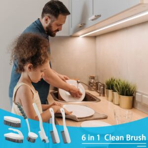 CN1ST 6 PCS Cleaning Brush, Scrub Brush Set for Kitchen and Bathroom Household Use with Various Brushes for Cleaning Dishes, Tiles, Corners and Floors