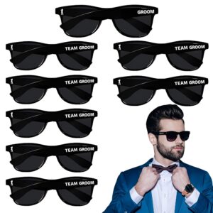 Bachelor Party Sunglasses - Set of (1) Groom & (7) Team Groom Black Sun Glasses | Groomsmen Sunglasses Bridal Party Ideas Groomsman Gift for Wedding Party Gifts Squad Favors for Men Proposal Supply