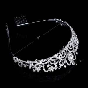 5 Pack Silver Crystal Tiara Crowns For Women Girls Princess Elegant Crown with Combs Women's Headbands Bridal Wedding Prom Birthday Party Headbands for Women