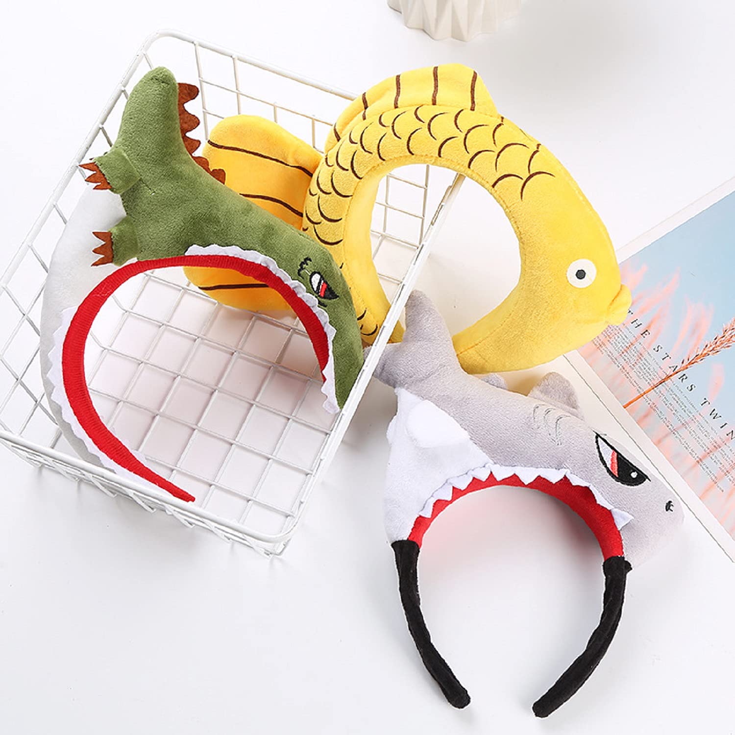 Fxaelian Cosplay Animal Cute Novelty Funny Golden Fish Headband Hairband Hair Hoop Halloween Costume Party Headpiece Headwear Hair Accessories